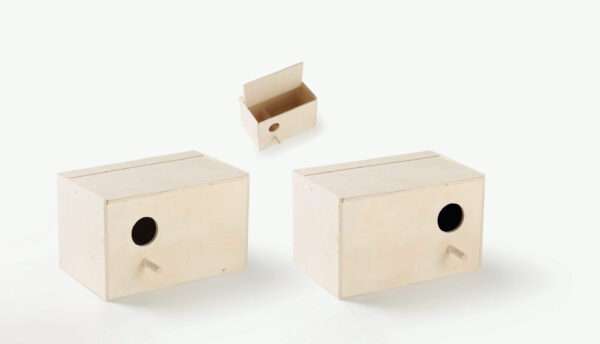 Houten parkieten nestblok gat rechts